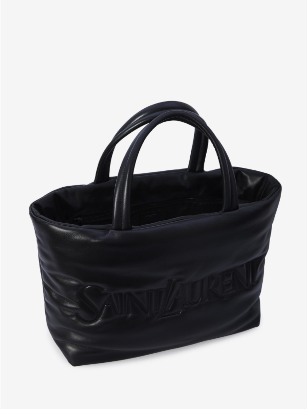 Like New!!! Saint Laurent Wide Puffer Tote in Black Lambskin Leather YSL Nappa - Picture 4 of 15